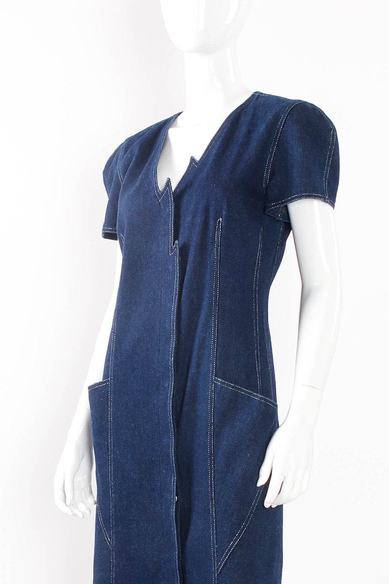 Vintage Krizia Lightning Bolt Denim Dress on mannequin at Recess Los Angeles