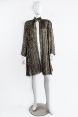 Vintage Krizia Metallic Plisse Lamé Duster Jacket on Mannequin front at Recess Los Angeles