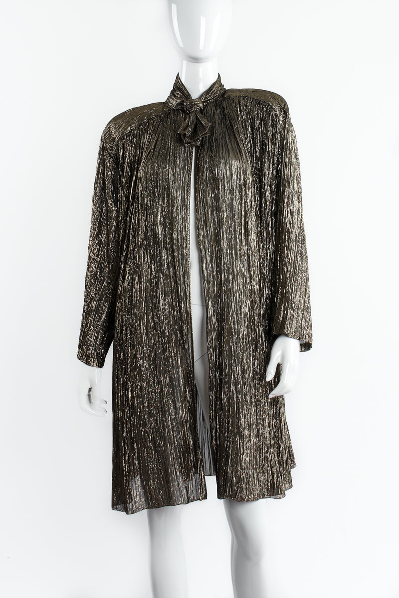 Vintage Krizia Metallic Plisse Lamé Duster Jacket on Mannequin front crop at Recess Los Angeles