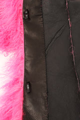 Vintage Krizia Hot pInk Slim Mongolian Fur Coat hooks at Recess Los Angeles