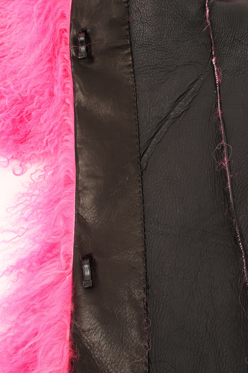 Vintage Krizia Hot pInk Slim Mongolian Fur Coat hooks at Recess Los Angeles