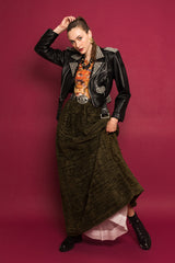 Vintage Sybil Connolly Hand Pleated Linen Skirt on Model @ Recess LA