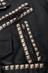 Vintage L.A. Roxx Eagle Studded Leather Biker Jacket collar at Recess Los Angeles