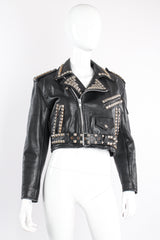 Vintage L.A. Roxx Eagle Studded Leather Biker Jacket on mannequin front at Recess Los Angeles