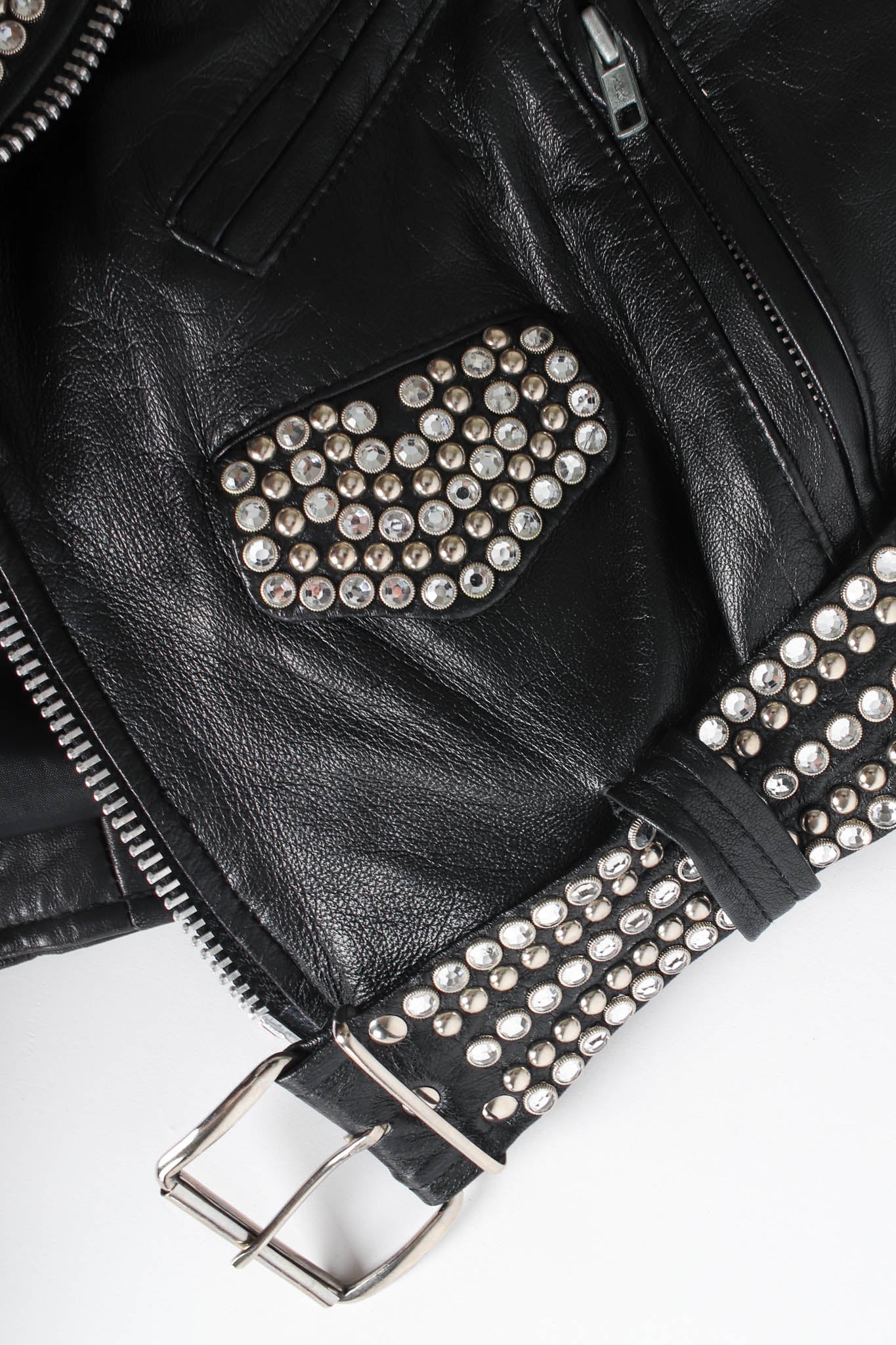 Vintage L.A. Roxx Leather Rhinestone & Studded Jacket studs/stones @ Recess LA