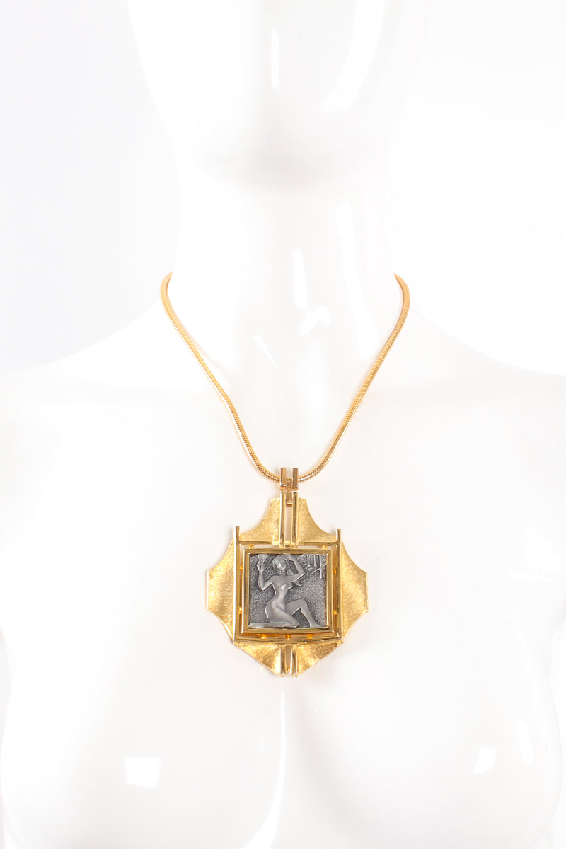 Vintage Luca L Razza Virgo Modernist Pendant Necklace on mannequin at Recess Los Angeles