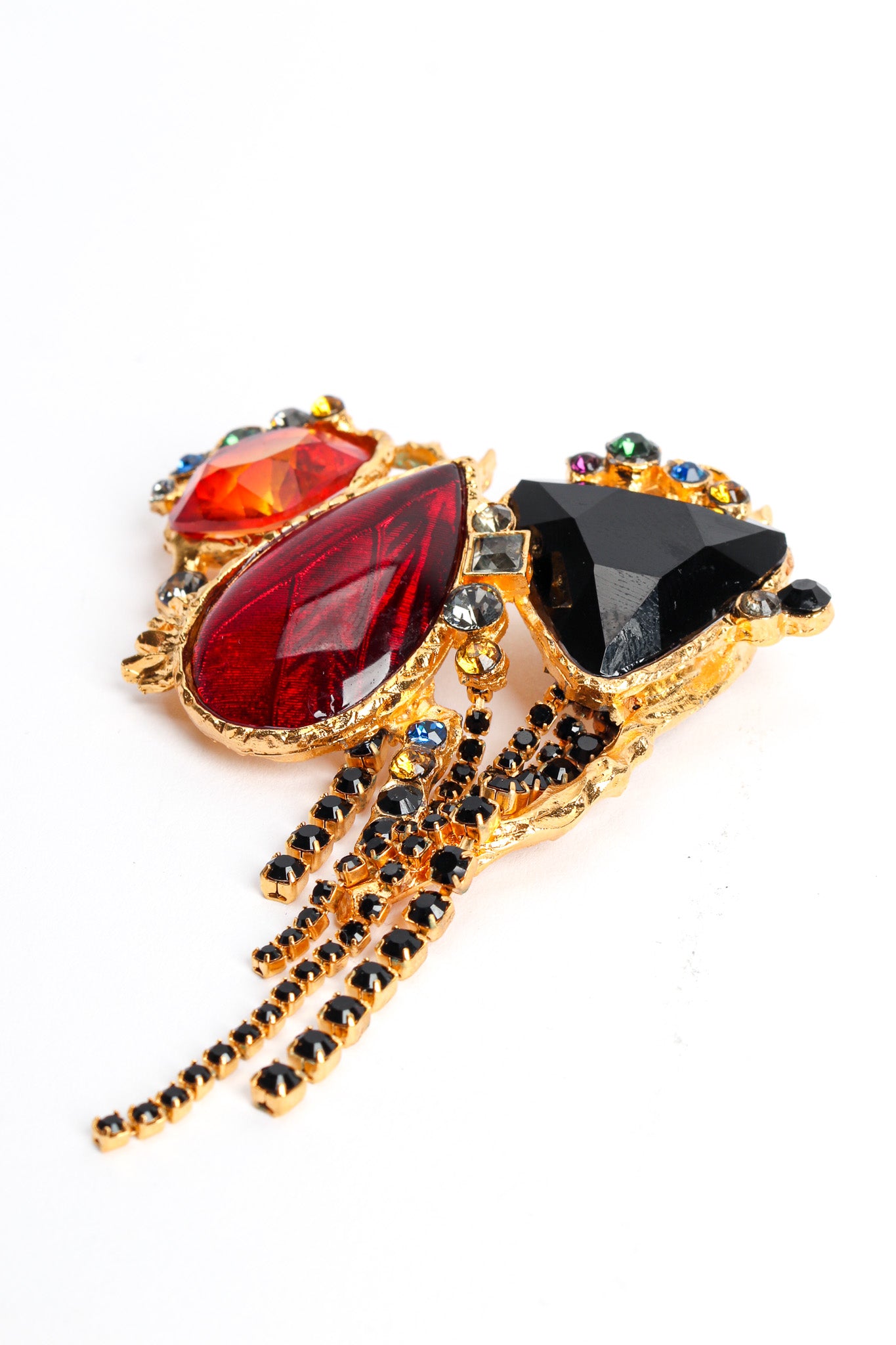 Vintage Christian Lacroix Gem Cluster Rhinestone Brooch rhinestone drape close @ Recess LA