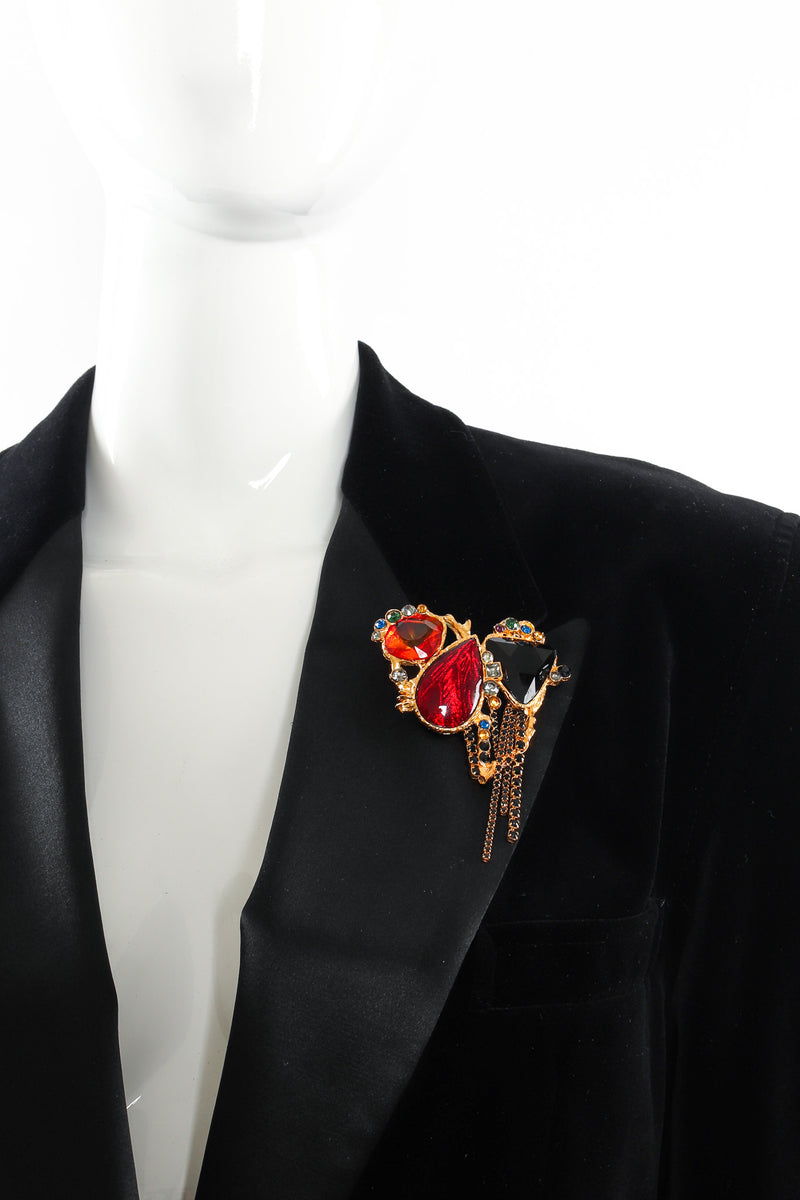 Vintage Christian Lacroix Gem Cluster Rhinestone Brooch on mannequin @ Recess LA