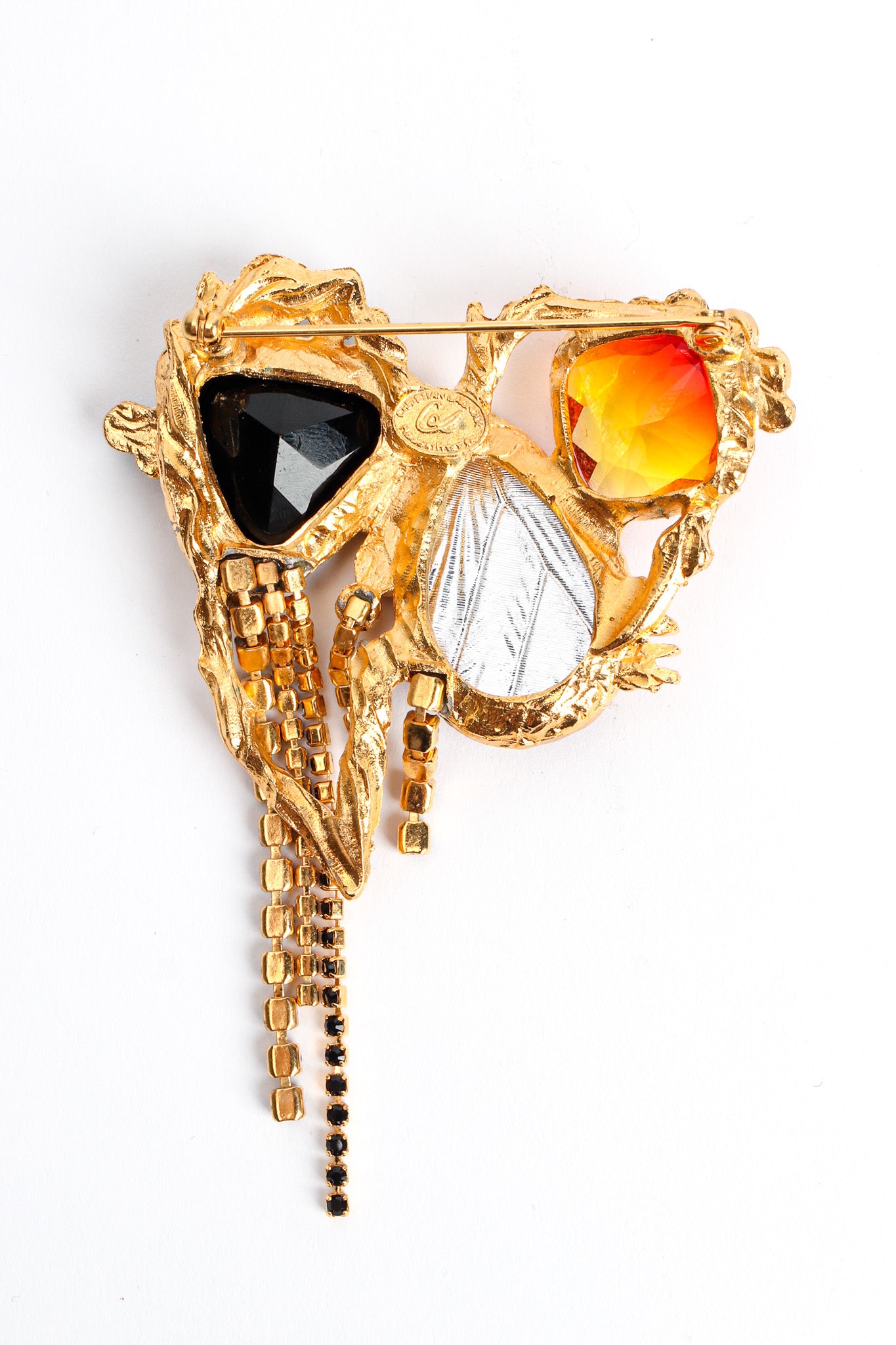 Vintage Christian Lacroix Gem Cluster Rhinestone Brooch back side @ Recess LA