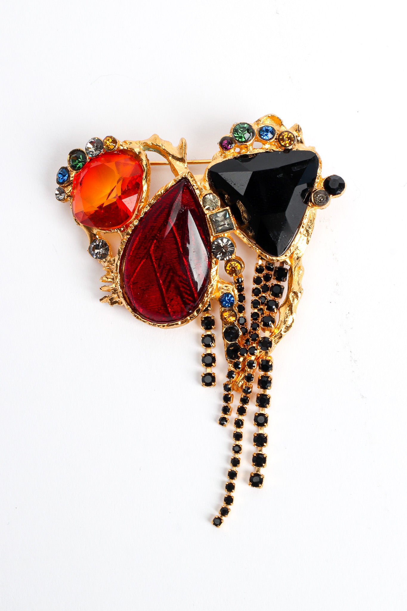 Vintage Christian Lacroix Gem Cluster Rhinestone Brooch front @ Recess LA