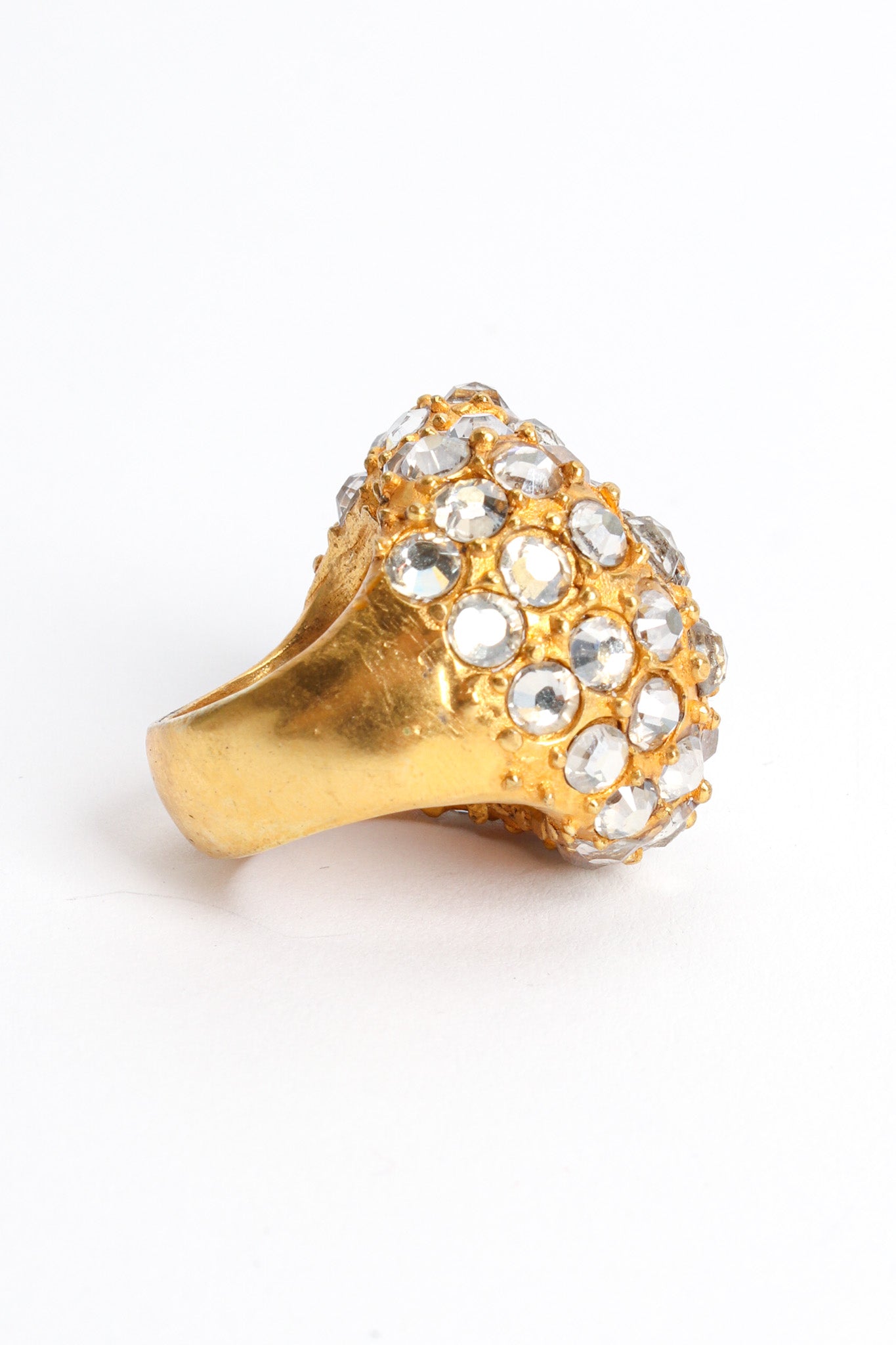 Vintage Christian Lacroix Cluster Rhinestone Ring side @ Recess LA