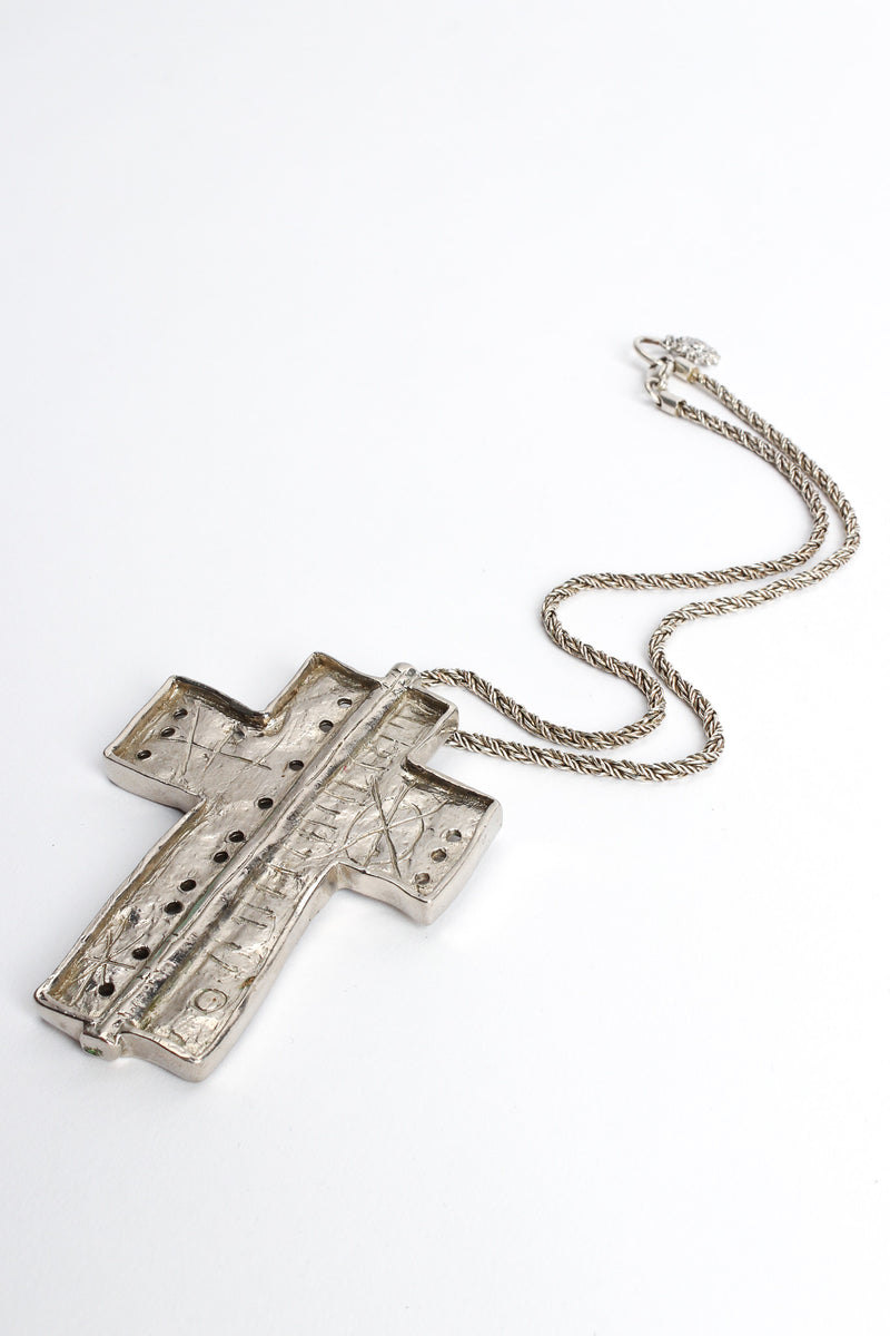 Vintage Christian Lacroix Brutalist Geo Cross Necklace creative front @ Recess LA