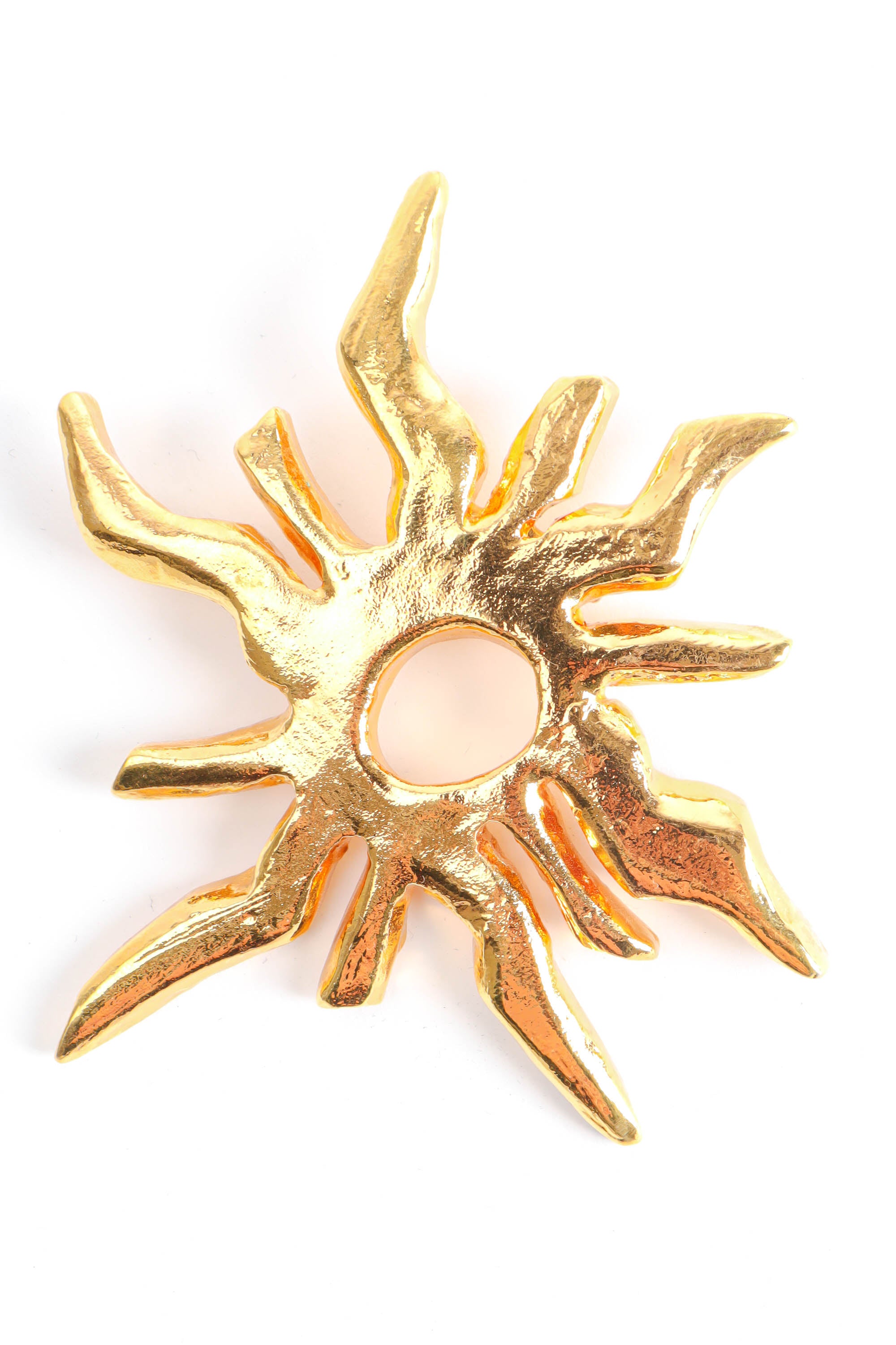 Vintage Christian Lacroix Golden Sun Burst Brooch front @ Recess Los Angeles