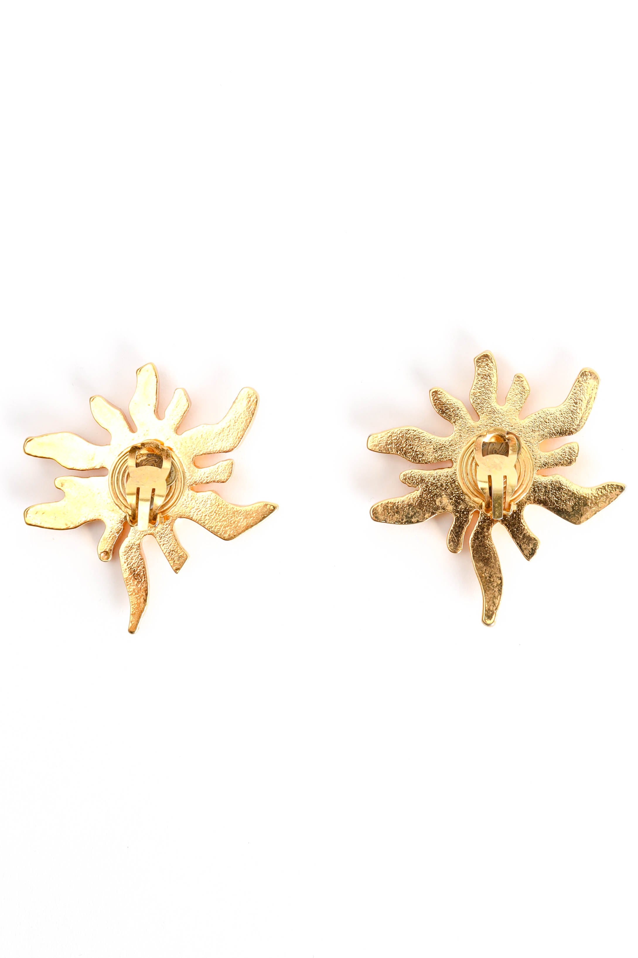 Vintage Christian Lacroix Golden Sun Burst Earrings back clip on @ Recess Los Angeles