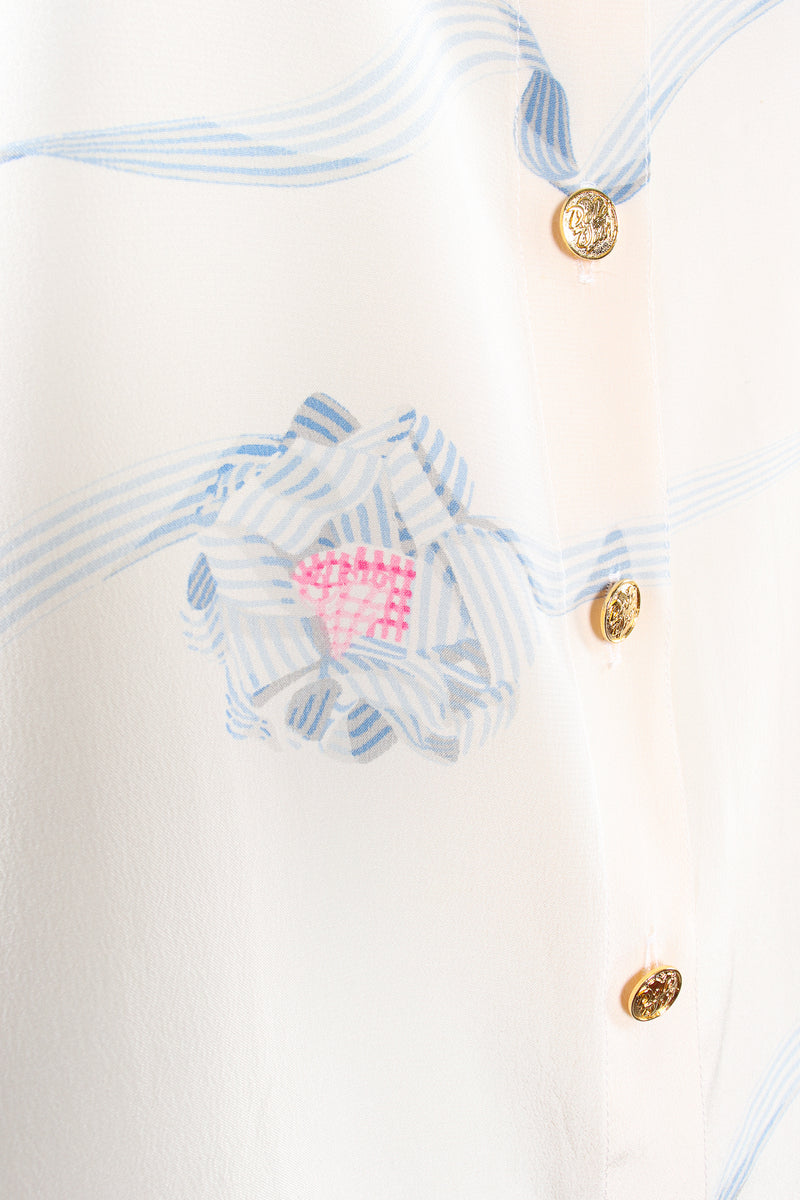 Vintage Escada Le Dolce Vita Ribbon Shirt print detail at Recess Los Angeles