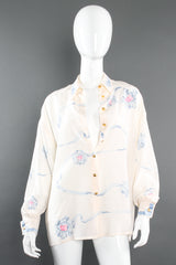 Vintage Escada Le Dolce Vita Ribbon Shirt on Mannequin front at Recess Los Angeles