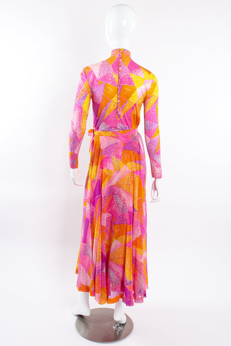 Vintage La Mendola Geometric Silk Jersey Dress & Overskirt on Mannequin back @ Recess LA