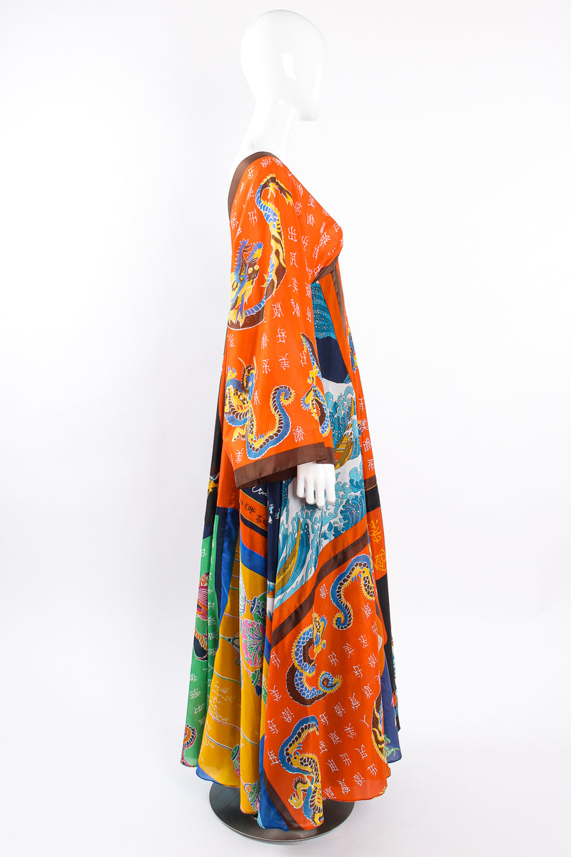  Vintage La Vetta Beverly Hills Patchwork Scarf Dress on Mannequin side at Recess Los Angeles