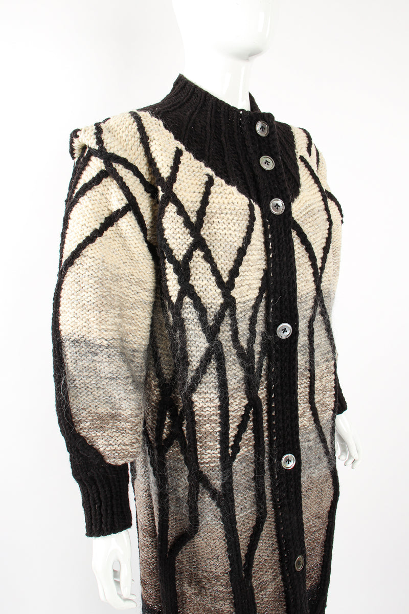 Vintage Laise Adzer Winter Birch Weighted Knit Sweater Coat on Mannequin Crop at Recess LA