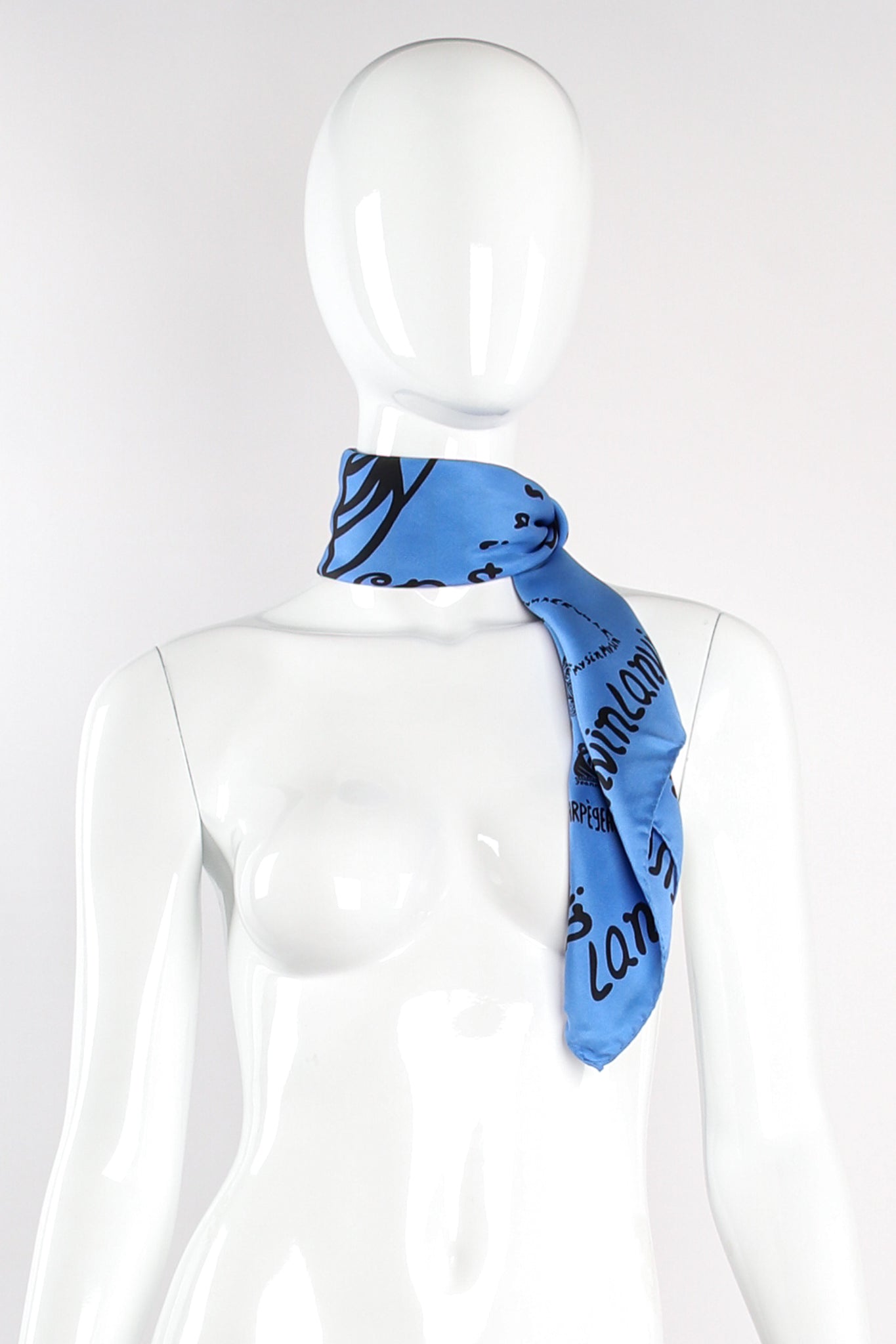 Vintage Lanvin Tous Les Parfums Silk Scarf on mannequin at Recess Los Angeles