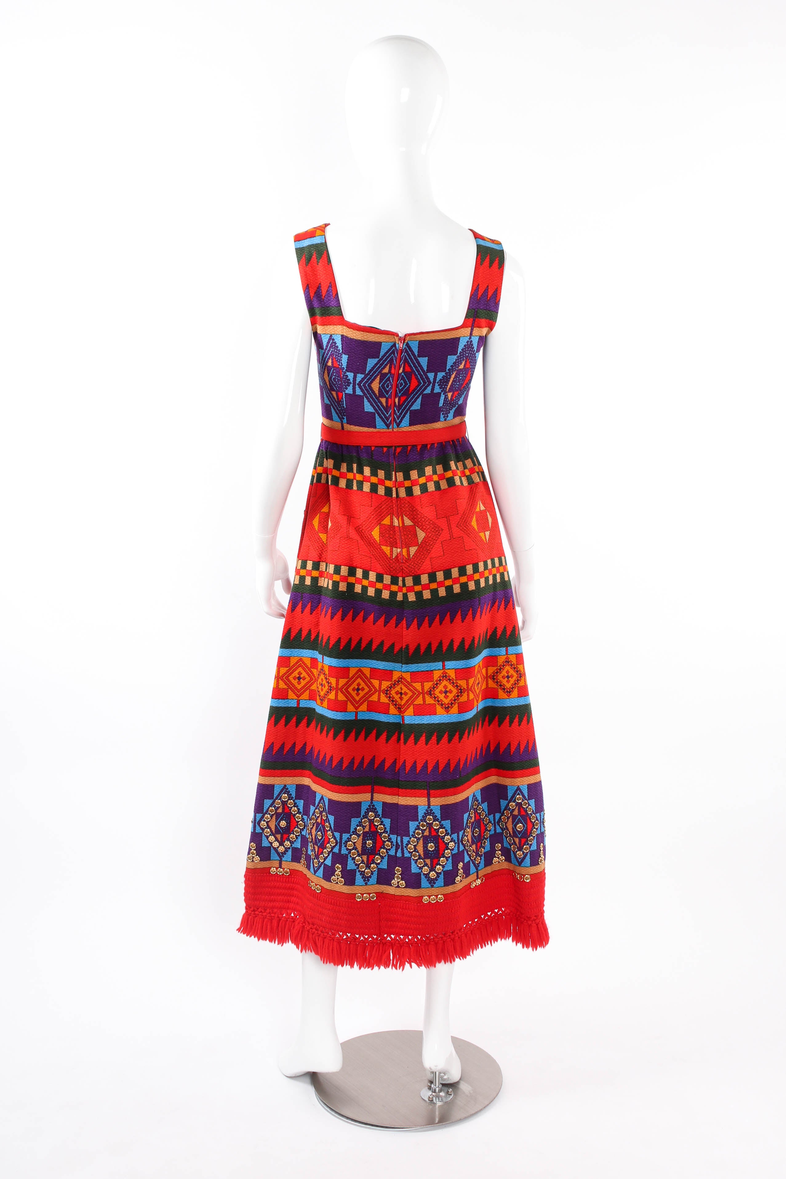 Vintage Lanvin Geo Ikat Print Dress mannequin back @ Recess LA