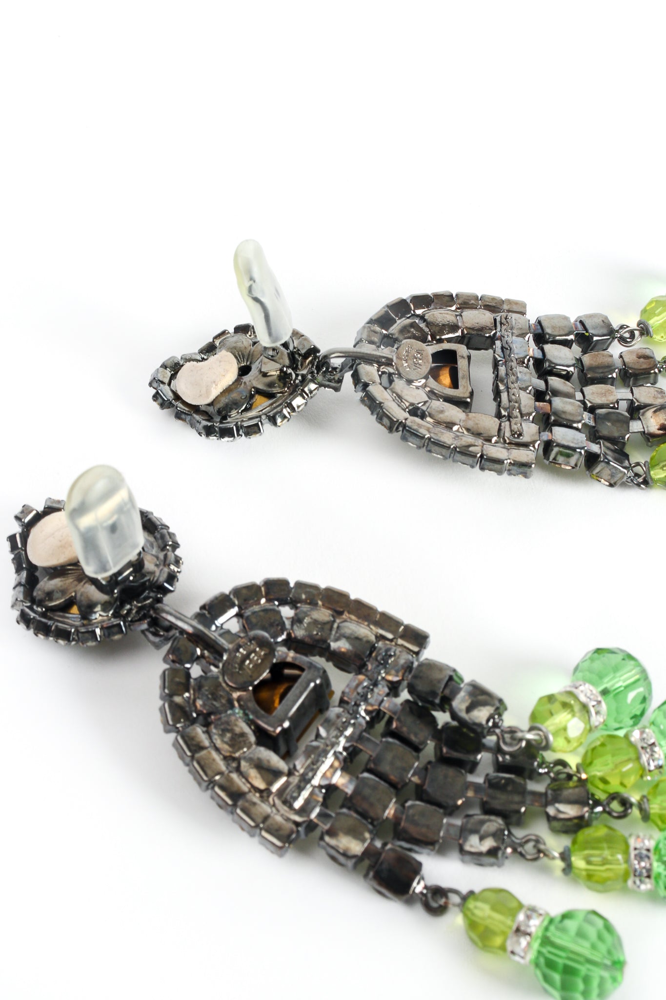 Lawrence Larry Vrba Rhinestone Deco Style Chandelier Earrings Back Clip Detail at Recess LA