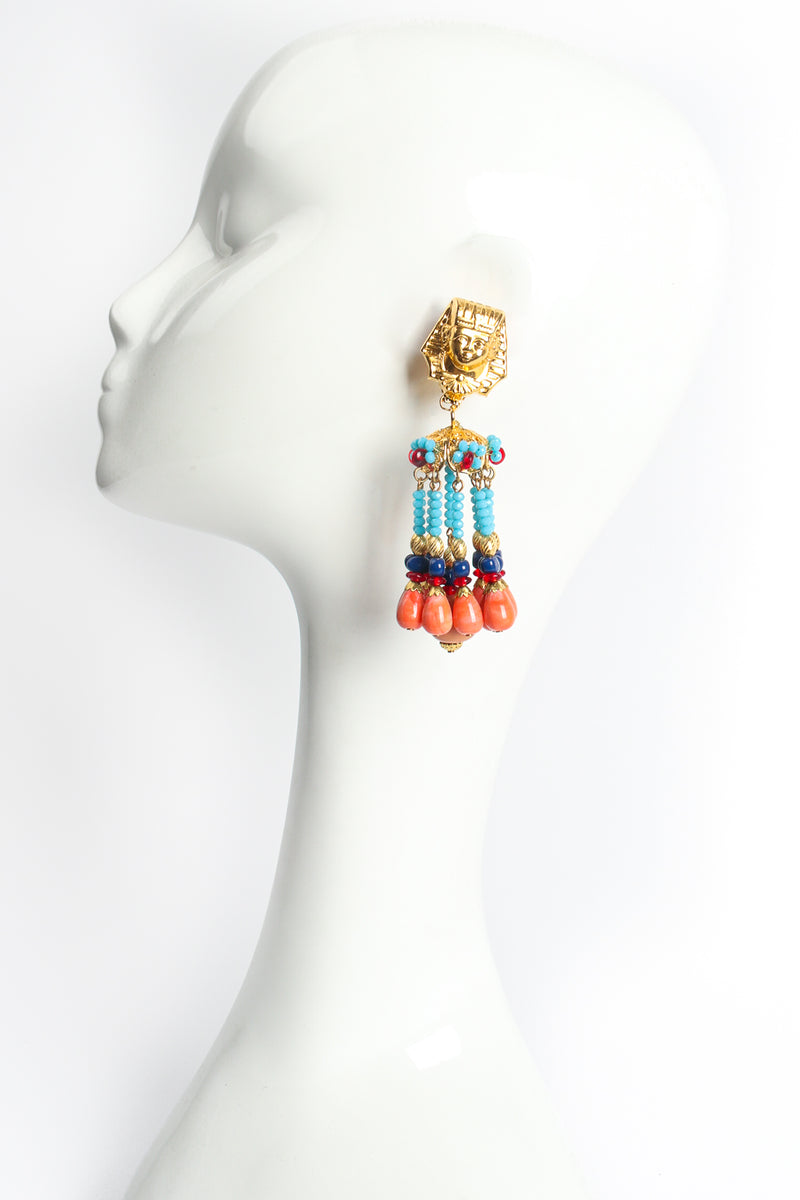 Vintage Lawrence Larry Vrba Egyptian Revival Chandelier Earrings at Recess Los Angeles