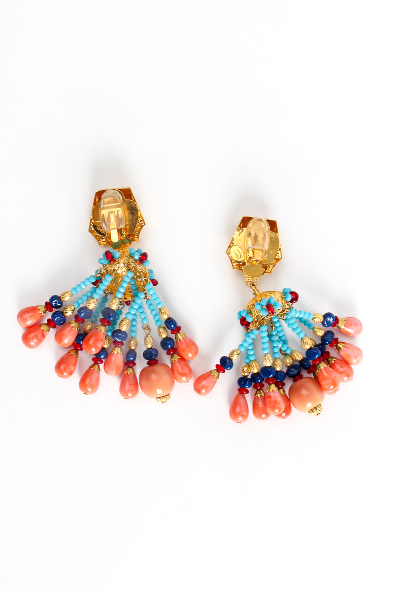 Vintage Lawrence Larry Vrba Egyptian Revival Chandelier Earrings Back Detail at Recess Los Angeles