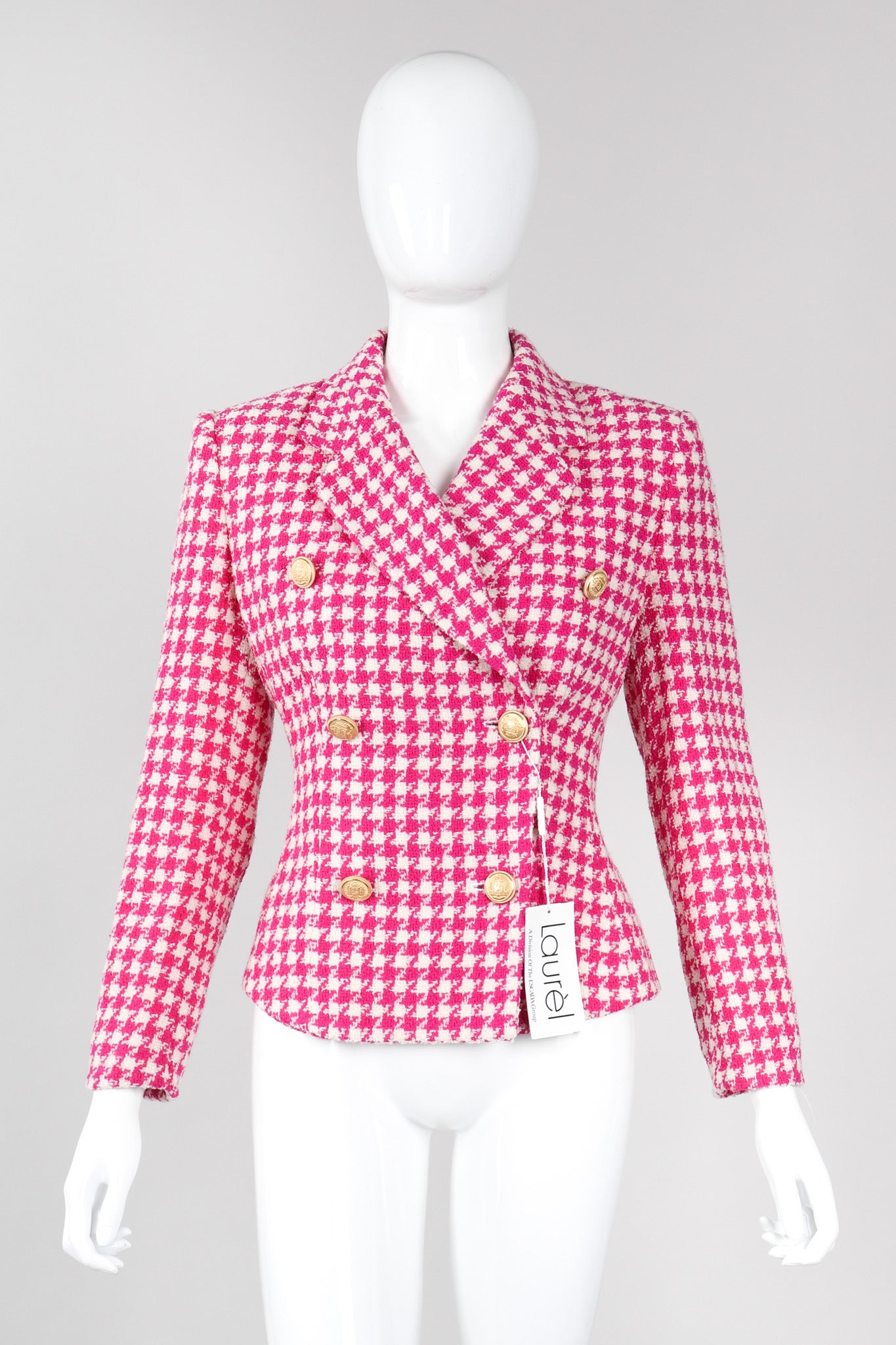 Recess Los Angeles Vintage Escada Laurél Fuchsia Houndstooth Blazer