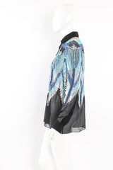 Vintage Lauren Nicole Sheer Sequin Fringe Shirt on Mannequin side at Recess Los Angeles