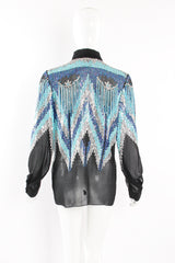 Vintage Lauren Nicole Sheer Sequin Fringe Shirt on Mannequin back at Recess Los Angeles