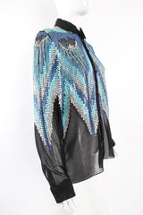 Vintage Lauren Nicole Sheer Sequin Fringe Shirt on Mannequin side at Recess Los Angeles