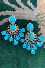 Vintage Lawrence Larry Vrba Turquoise Drop Chandelier Earrings at Recess Los Angeles