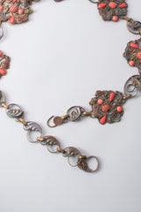 Artisan Vintage Bronze Carved Coral Chain Belt