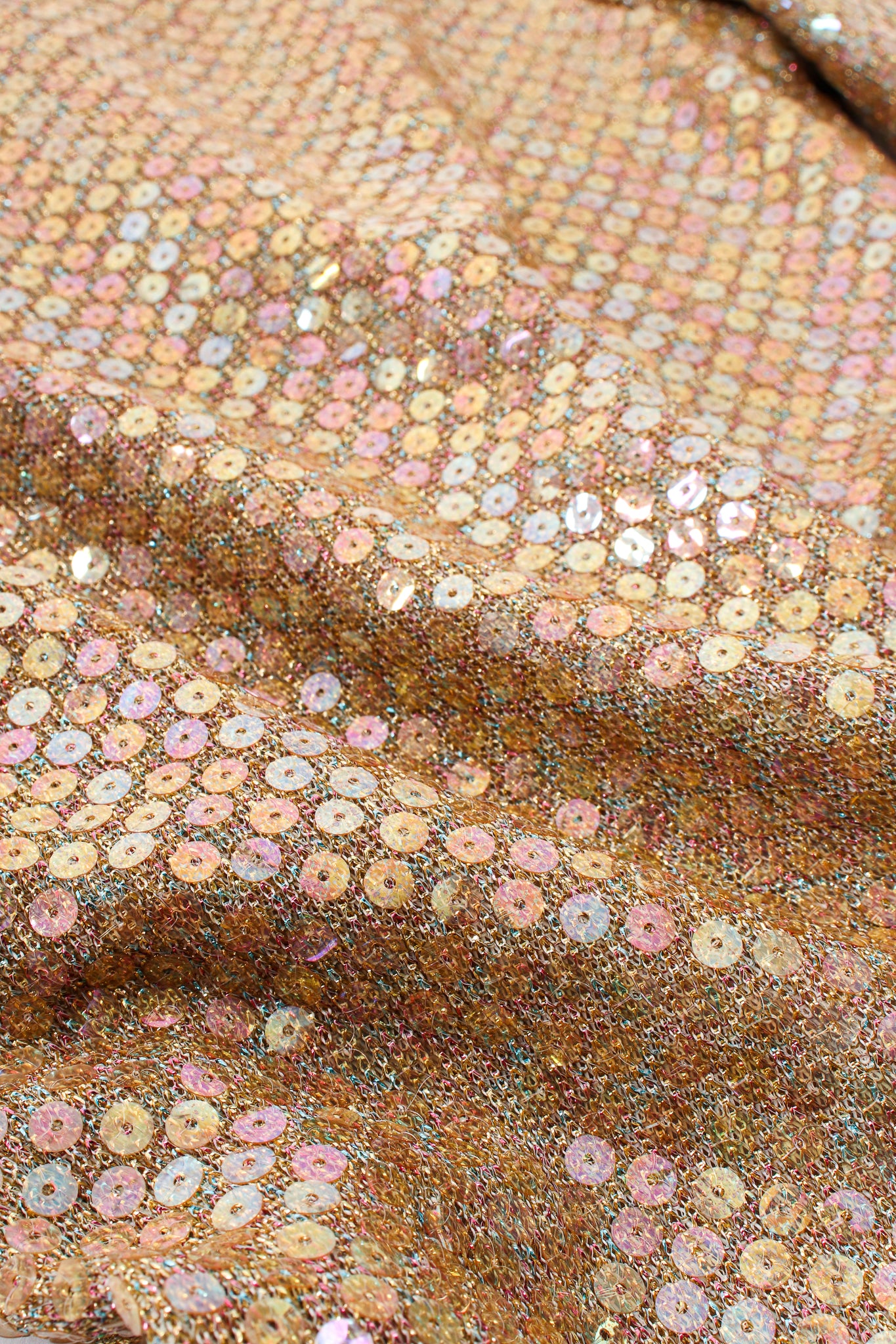 Vintage Leo Narducci Iridescent Champagne Sequin Dress fabric detail at Recess LA