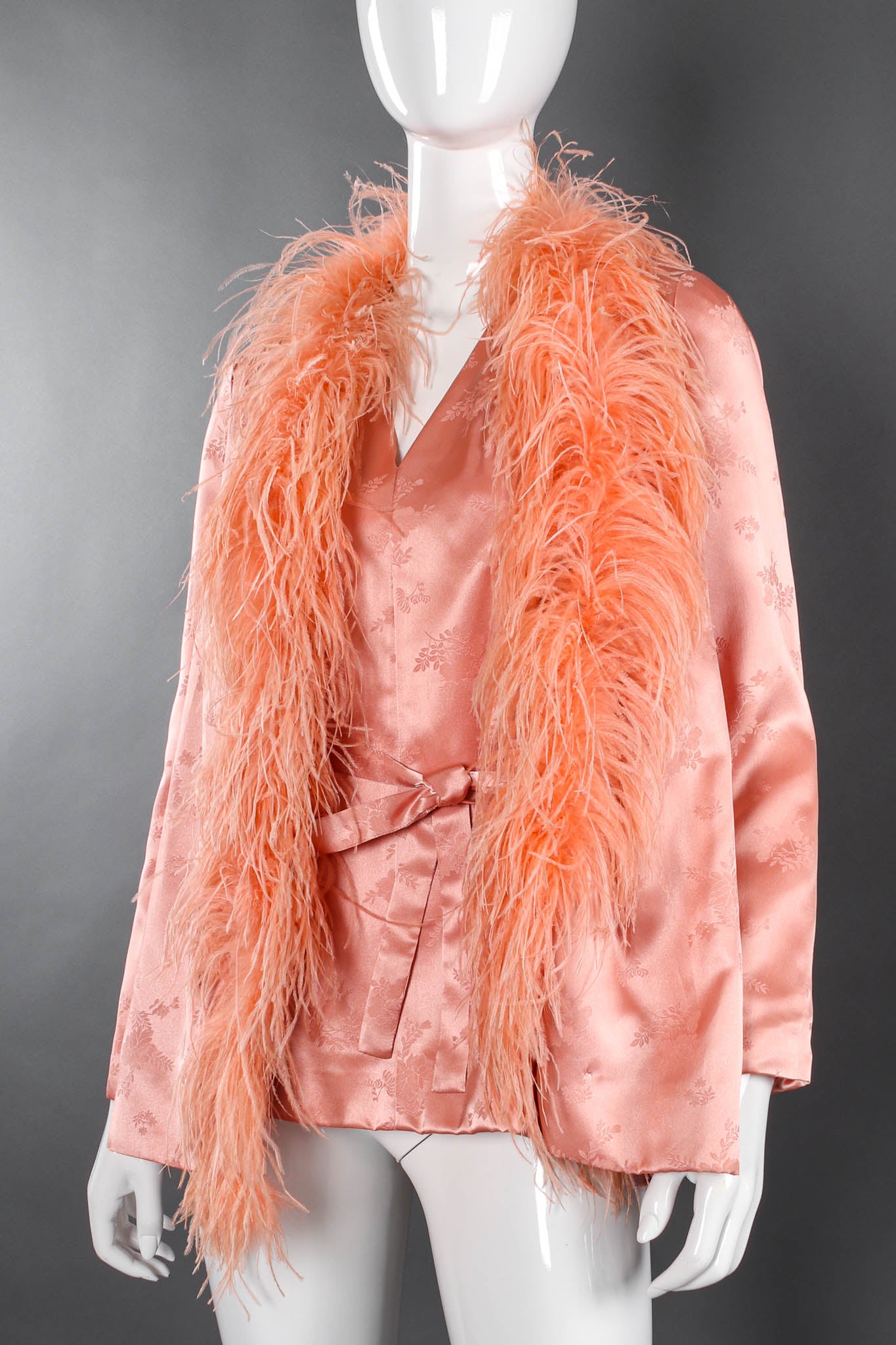 Vintage Joseph 1970s Fogarty Floral Feather Jacket & Top Set mannequin side @ Recess Los Angeles