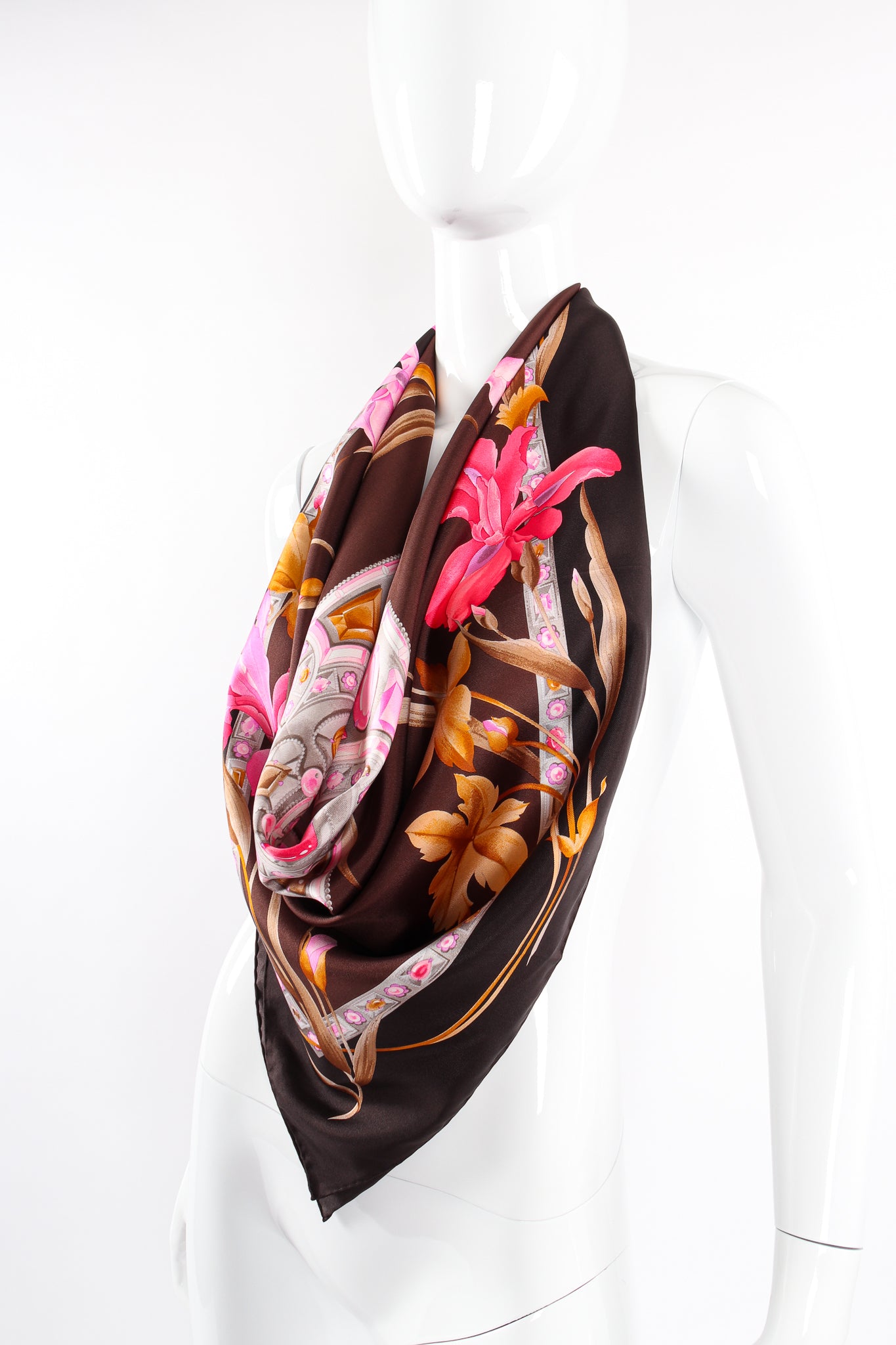 Vintage Leonard Iris Blossom Silk Scarf on Mannequin at Recess Los Angeles