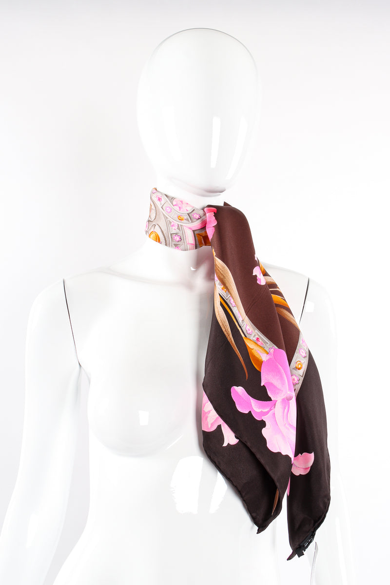 Vintage Leonard Iris Blossom Silk Scarf on Mannequin at Recess Los Angeles