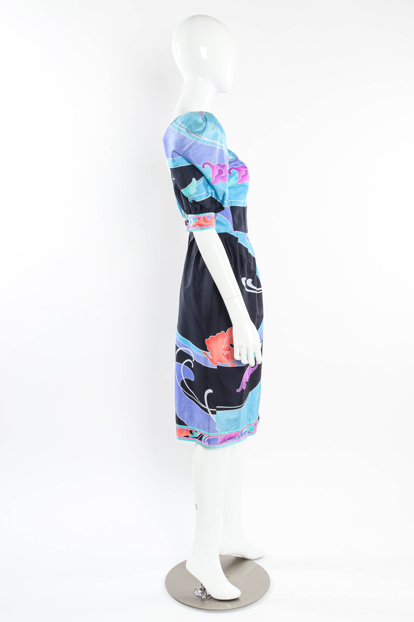 Vintage Leonard Abstract Floral Waves Dress mannequin side  @ Recess Los Angeles