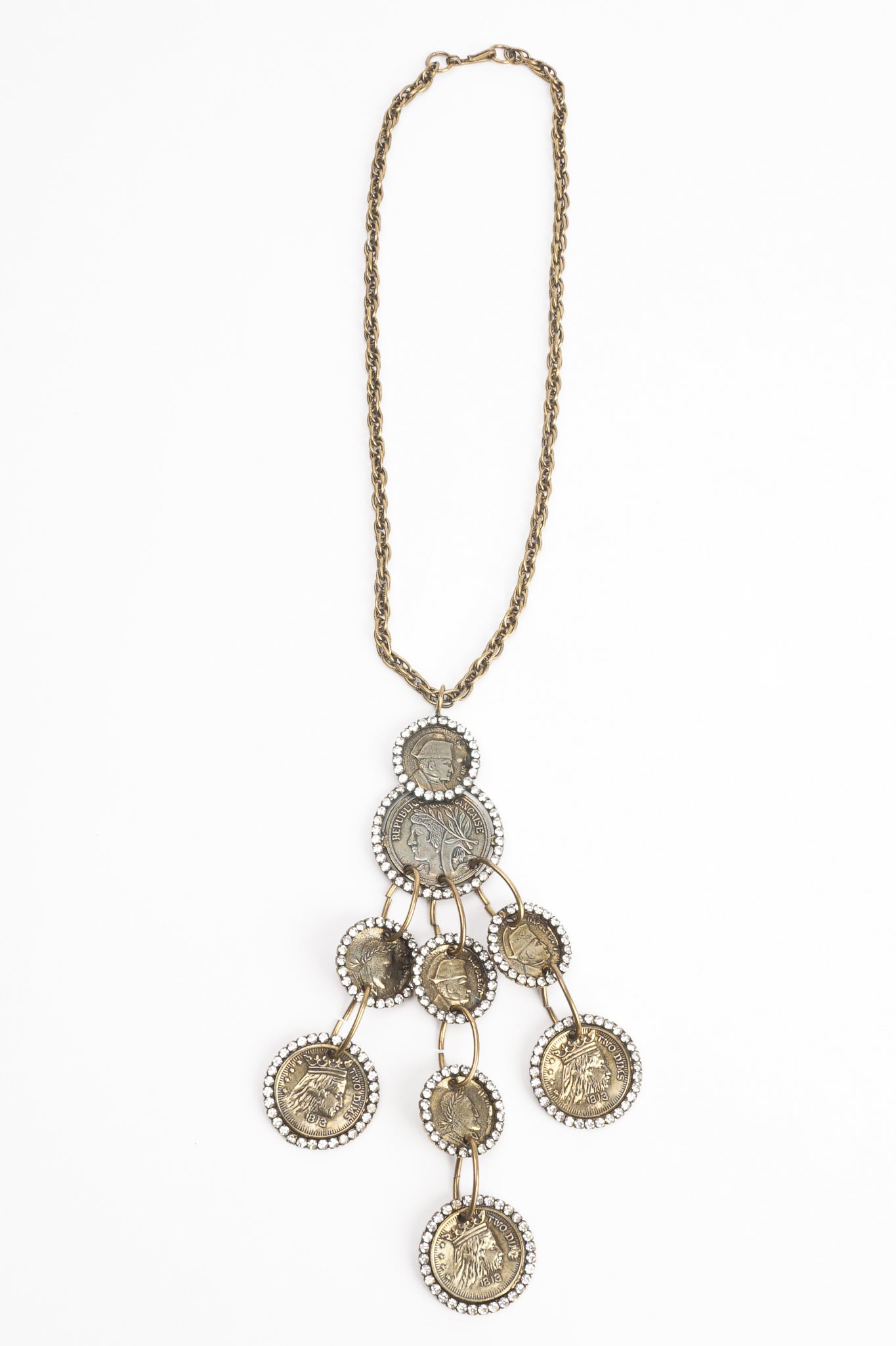 Vintage Les Bernard Rhinestone Coin Pendant Necklace at Recess Los Angeles