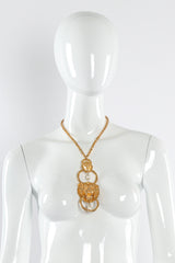 Vintage Les Bernard Double Lion Door Knocker Necklace on mannequin @ Recess LA