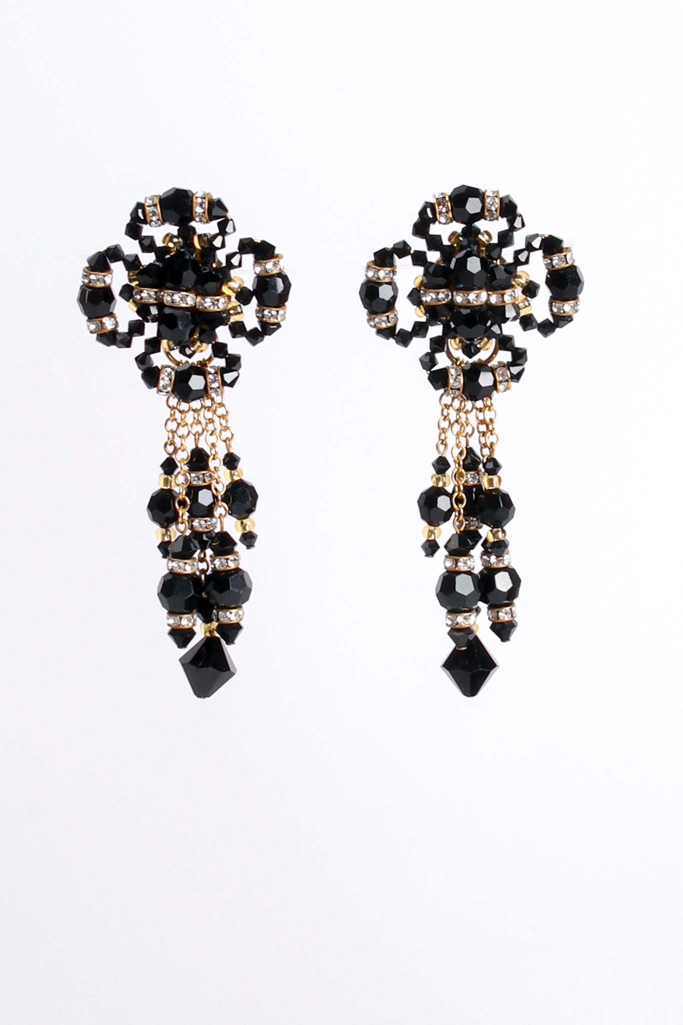 Vintage Les Bernard Crystal Bead Blossom Drop Earrings at Recess Los Angeles