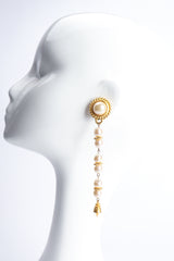 Vintage Leslie Block Pearl Spike Drop Earrings on Mannequin at Recess Los Angeles