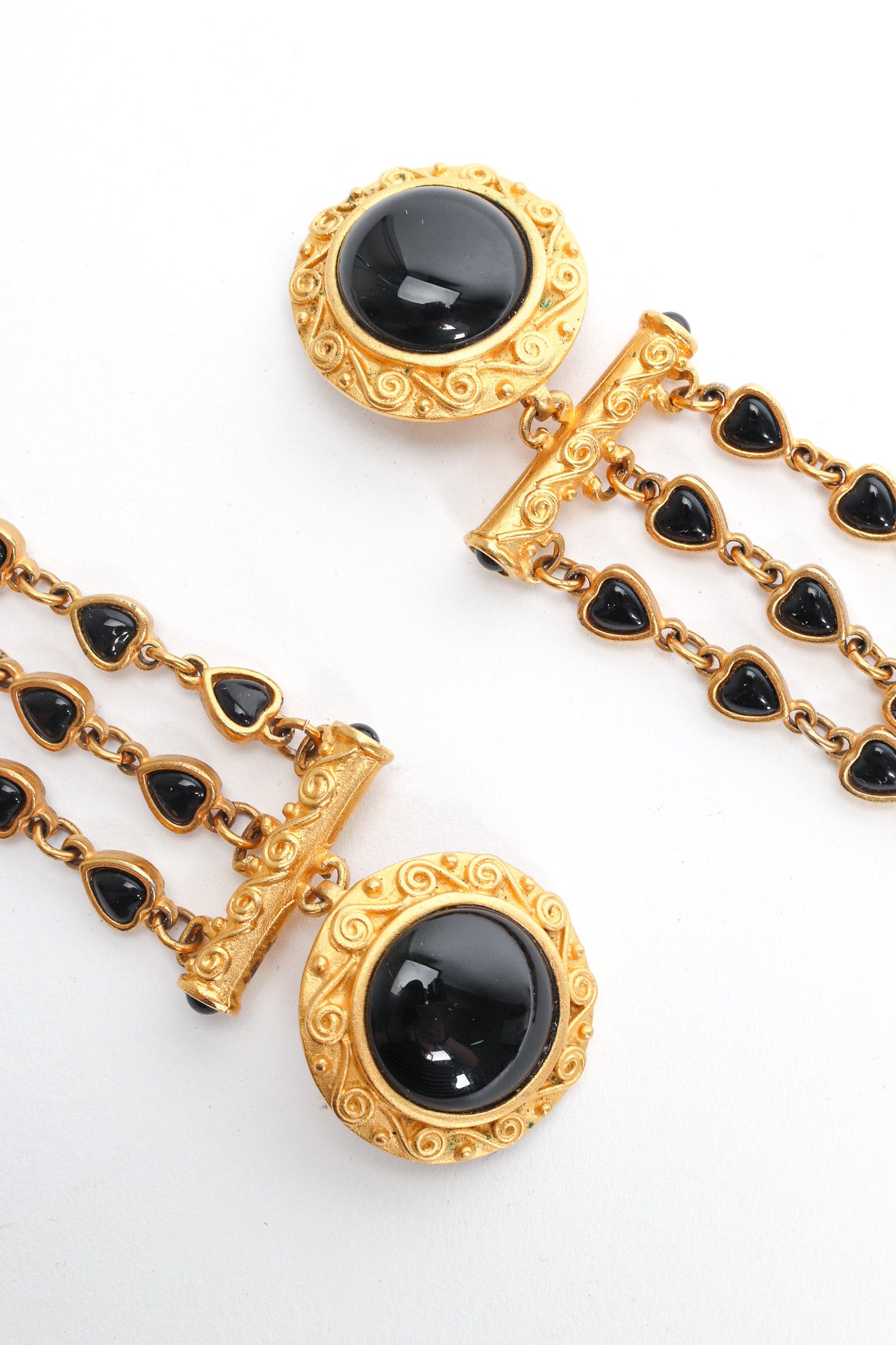 Vintage Leslie Block Love Chandelier Engraved Earrings top detail @ Recess LA