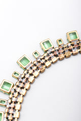 Recess Los Angeles Vintage Designer Lilien Czech Green Rhinestone Glass Collar Necklace