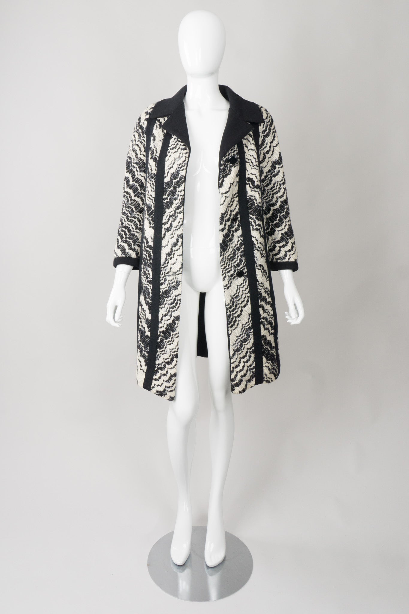 Lilli Ann Knits Vintage Embroidered Wavy Chevron Stripe Coat