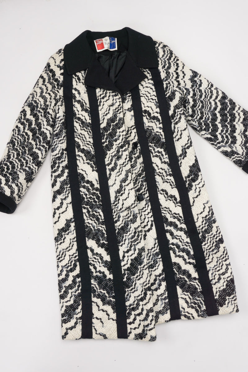 Lilli Ann Knits Vintage Embroidered Wavy Chevron Stripe Coat