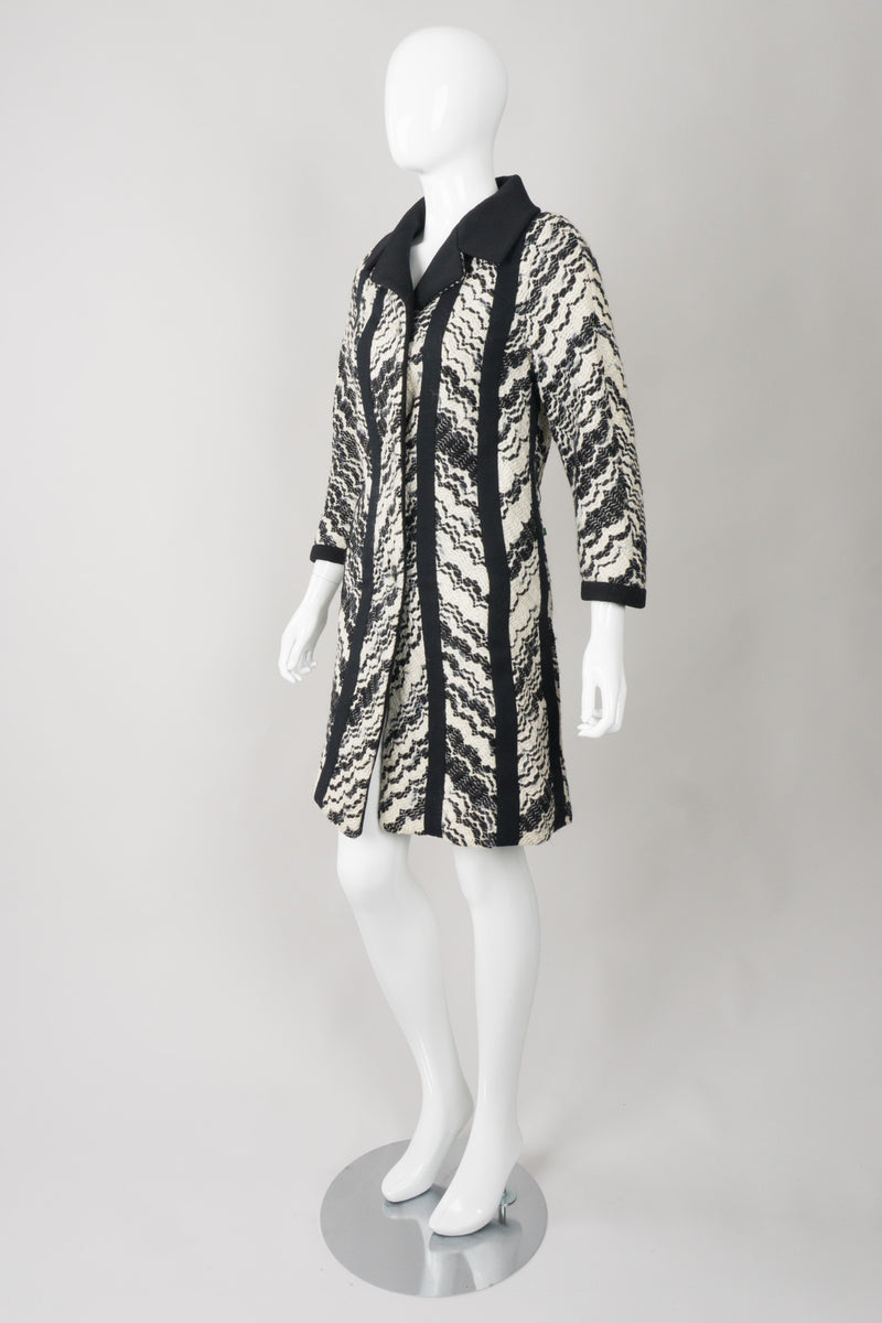 Lilli Ann Knits Vintage Embroidered Wavy Chevron Stripe Coat