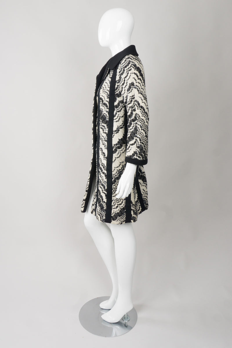 Lilli Ann Knits Vintage Embroidered Wavy Chevron Stripe Coat