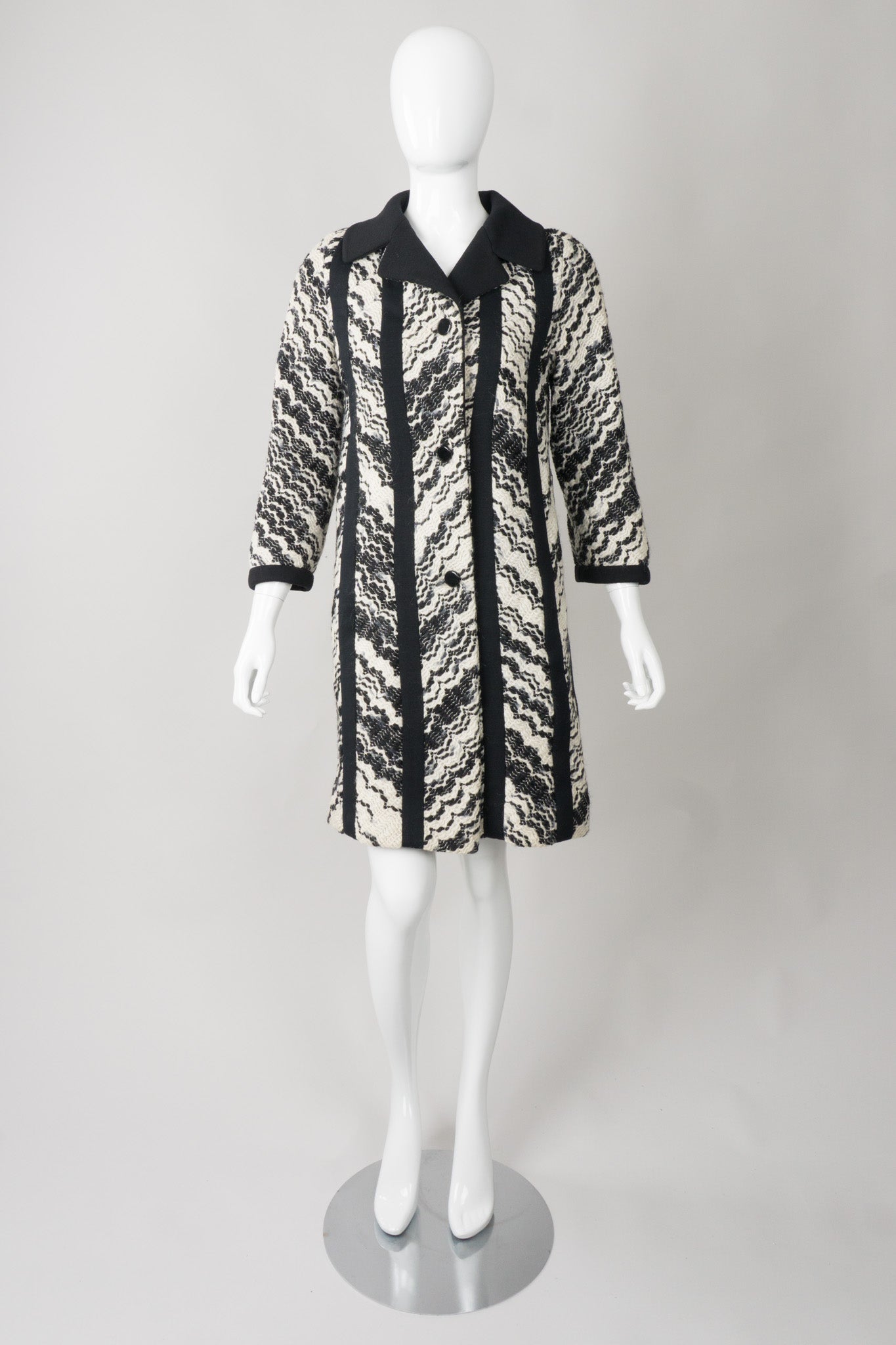 Lilli Ann Knits Vintage Embroidered Wavy Chevron Stripe Coat